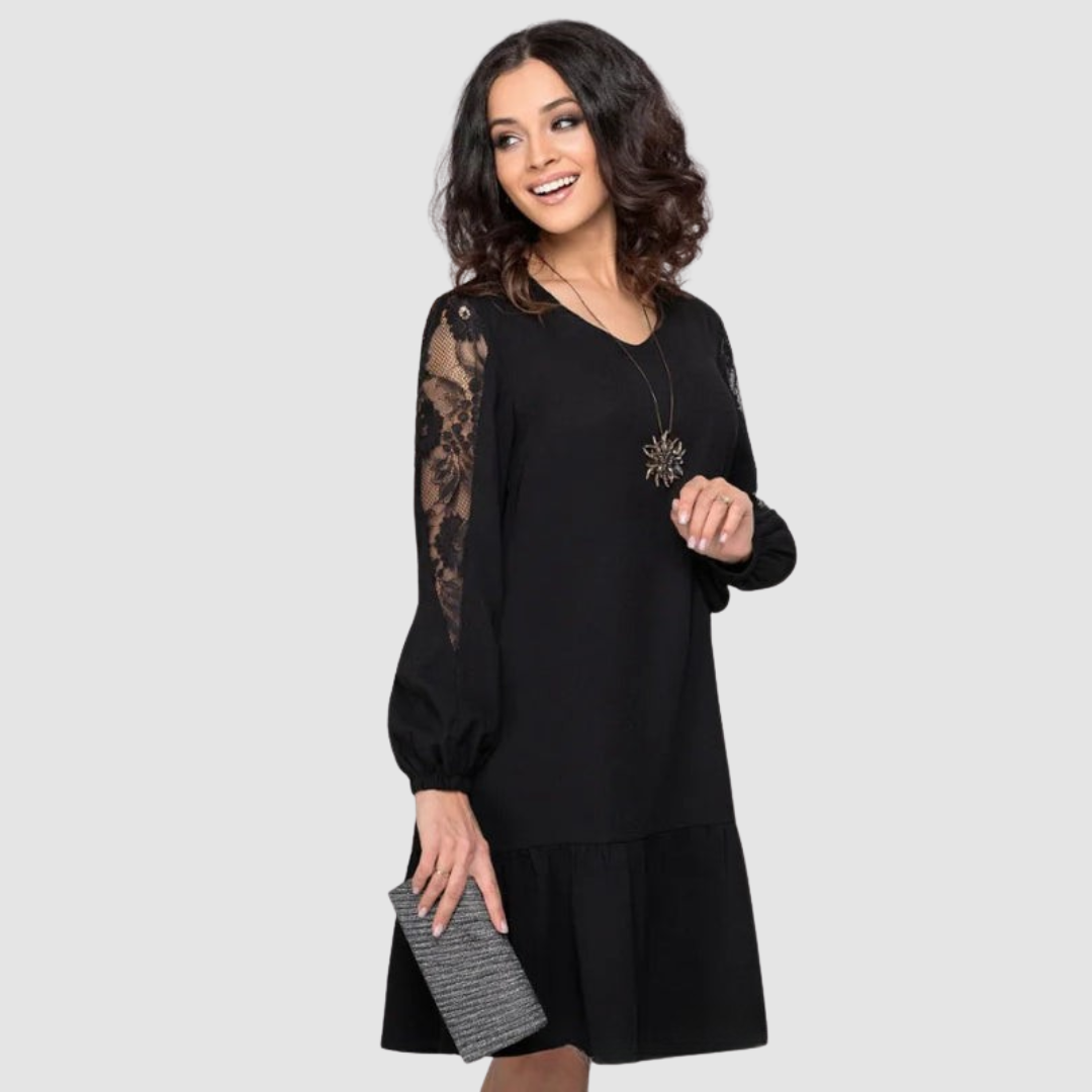 Vestido midi Mujer con mangas de encaje