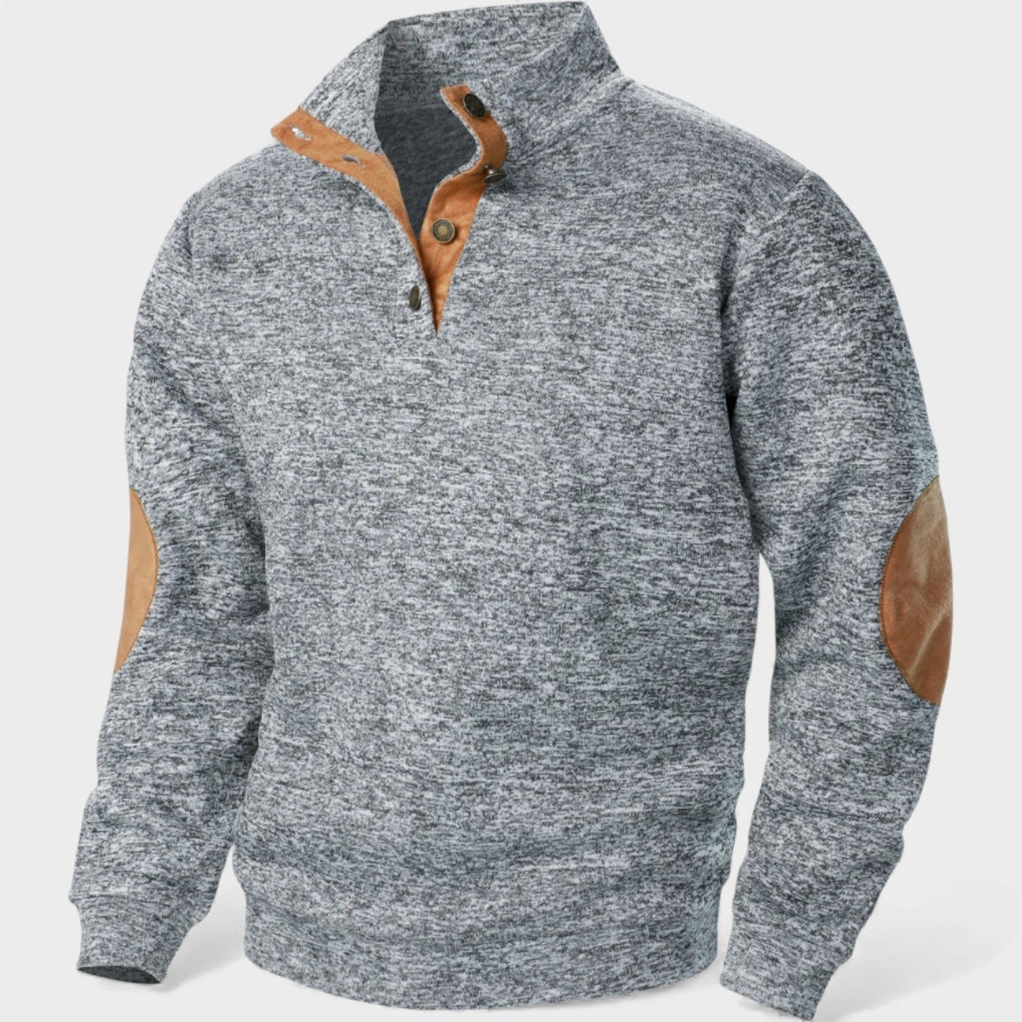 Jersey hombre cuello alto con botones estilo clásico cómodo