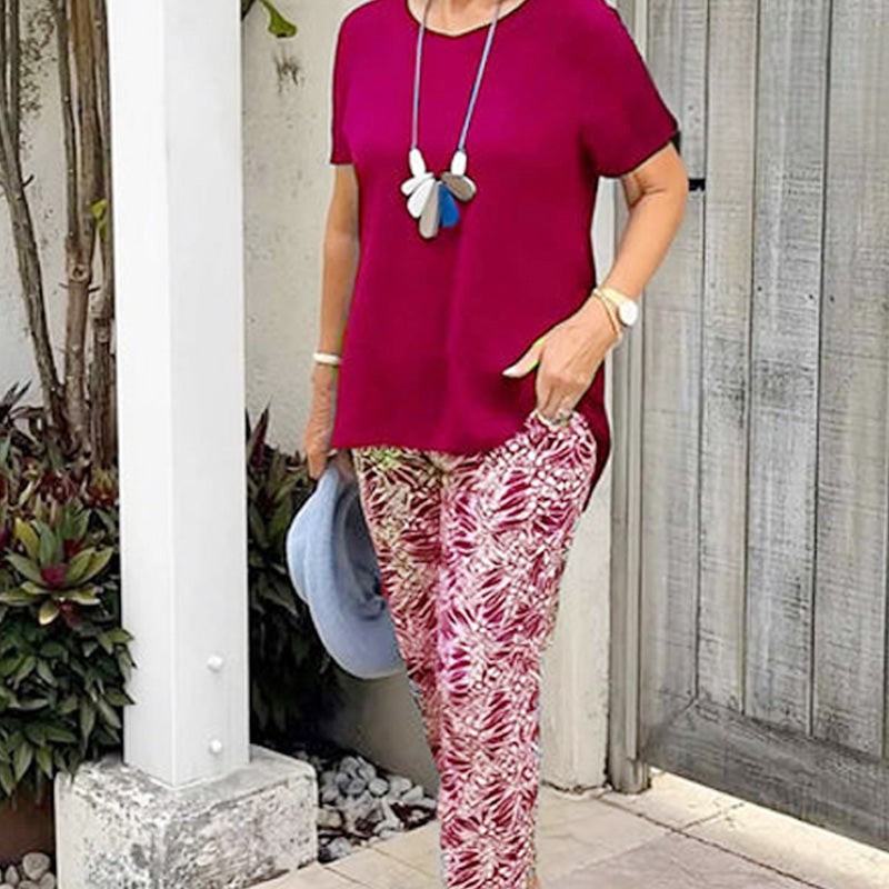 Conjunto mujer algodón pantalón estampado cómodo