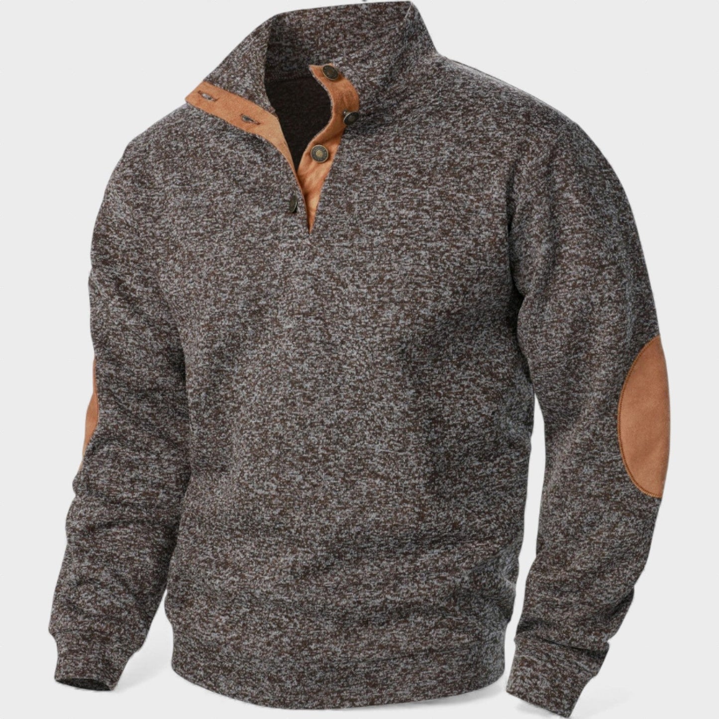 Jersey hombre cuello alto con botones estilo clásico cómodo