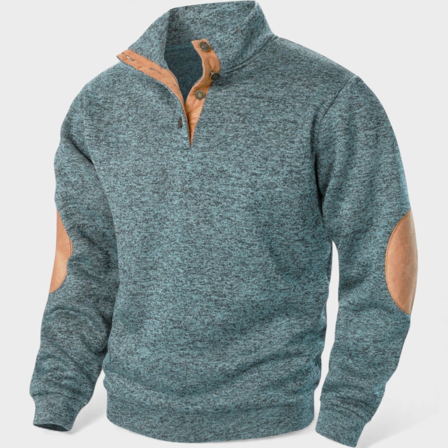 Jersey hombre cuello alto con botones estilo clásico cómodo