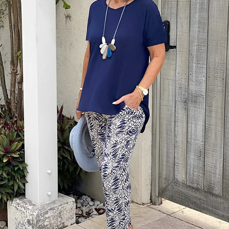 Conjunto mujer algodón pantalón estampado cómodo