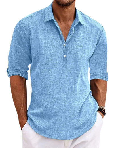 Camisa hombre de algodón transpirable manga larga ligera - Mavetta