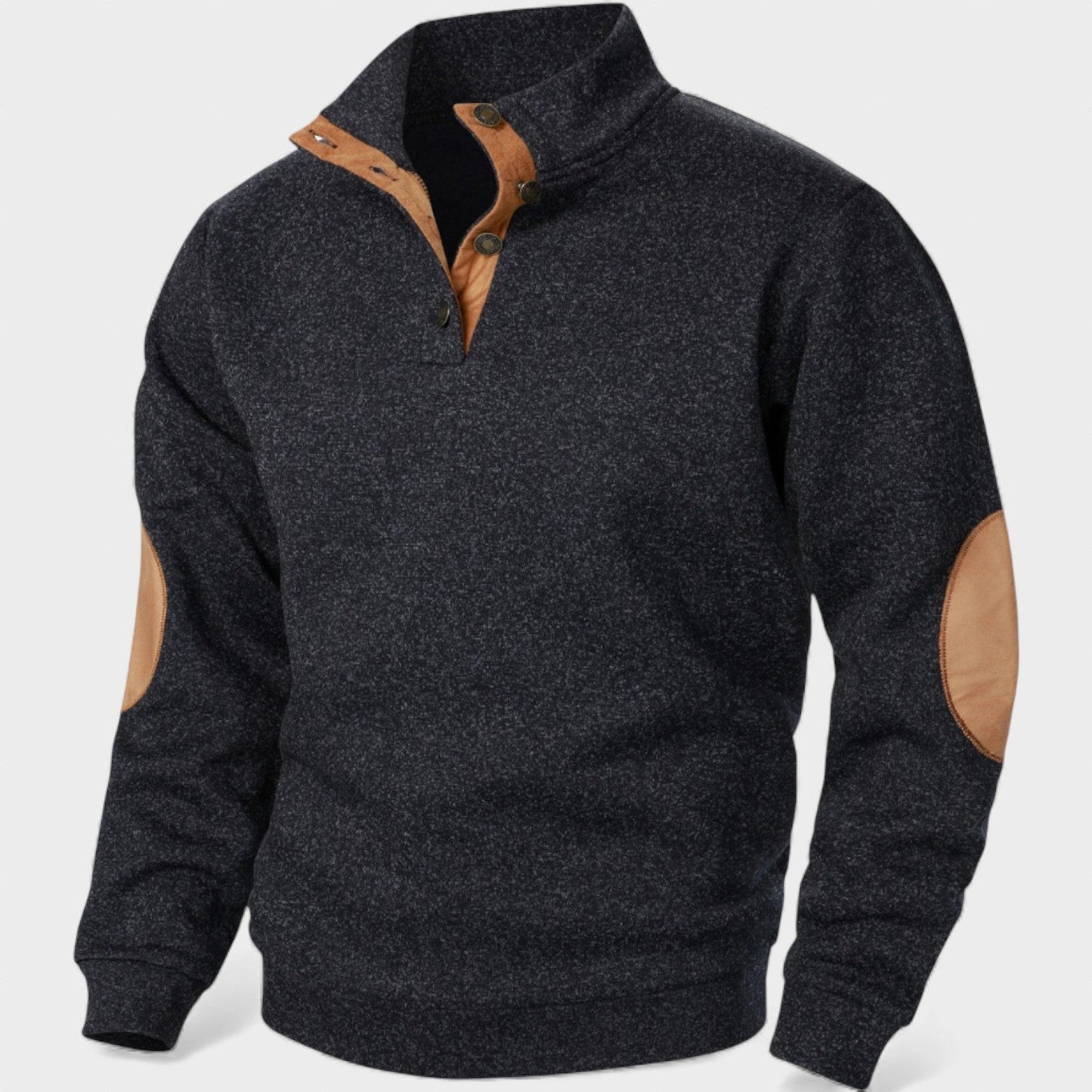 Jersey hombre cuello alto con botones estilo clásico cómodo