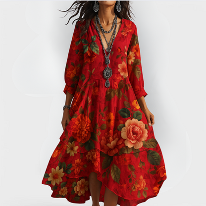 Vestido verano mujer estilo boho escote en v fluido