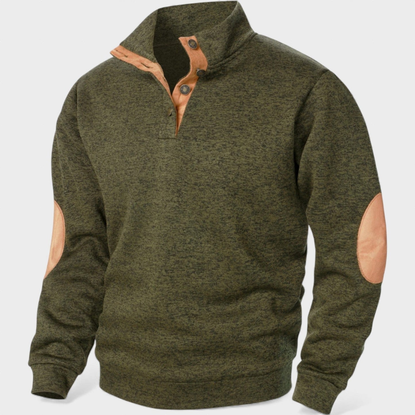 Jersey hombre cuello alto con botones estilo clásico cómodo