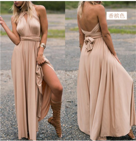 Vestido largo mujer cruzado escote halter maxi