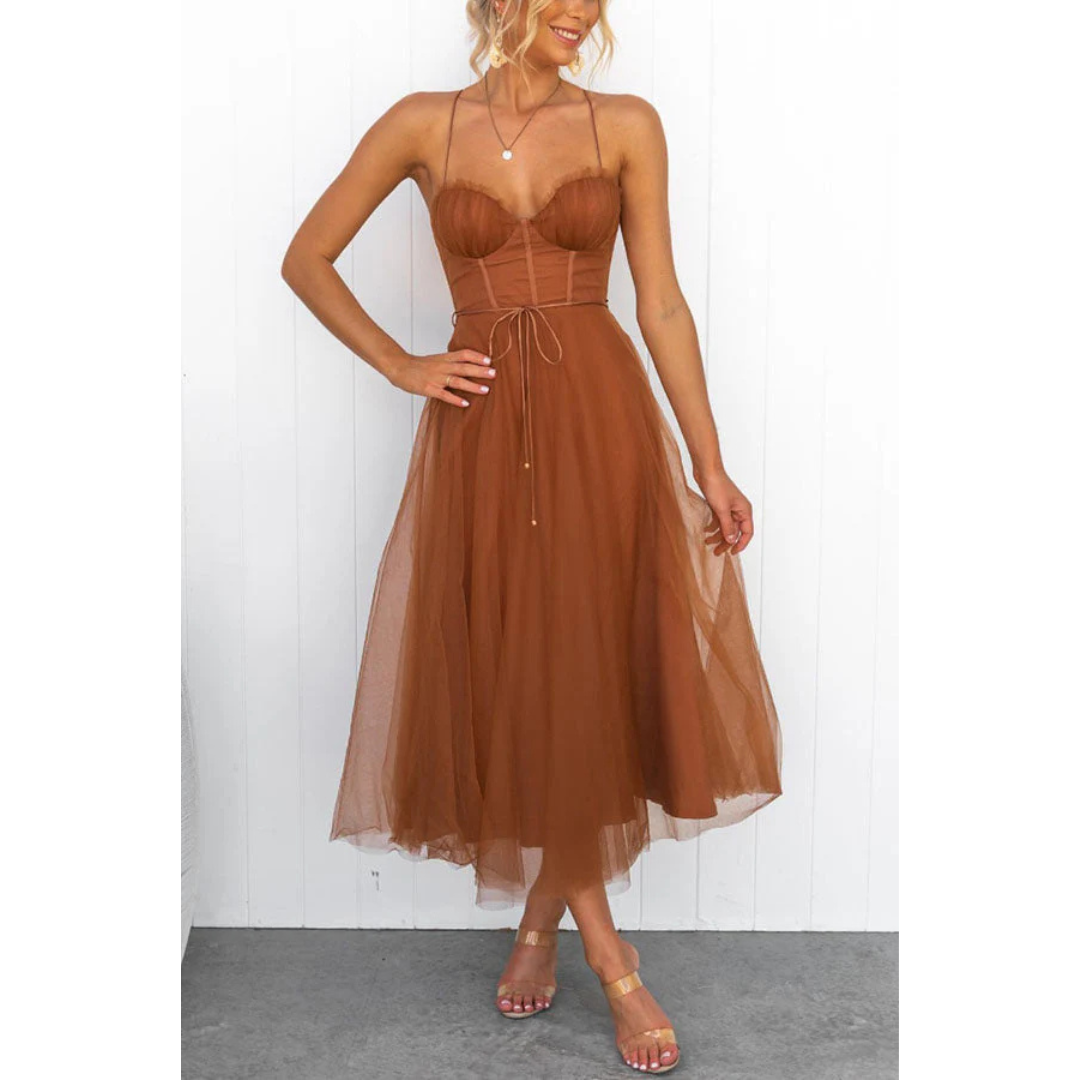 Vestido Maxi Mujer Tirantes Finos Ajuste Estilizado