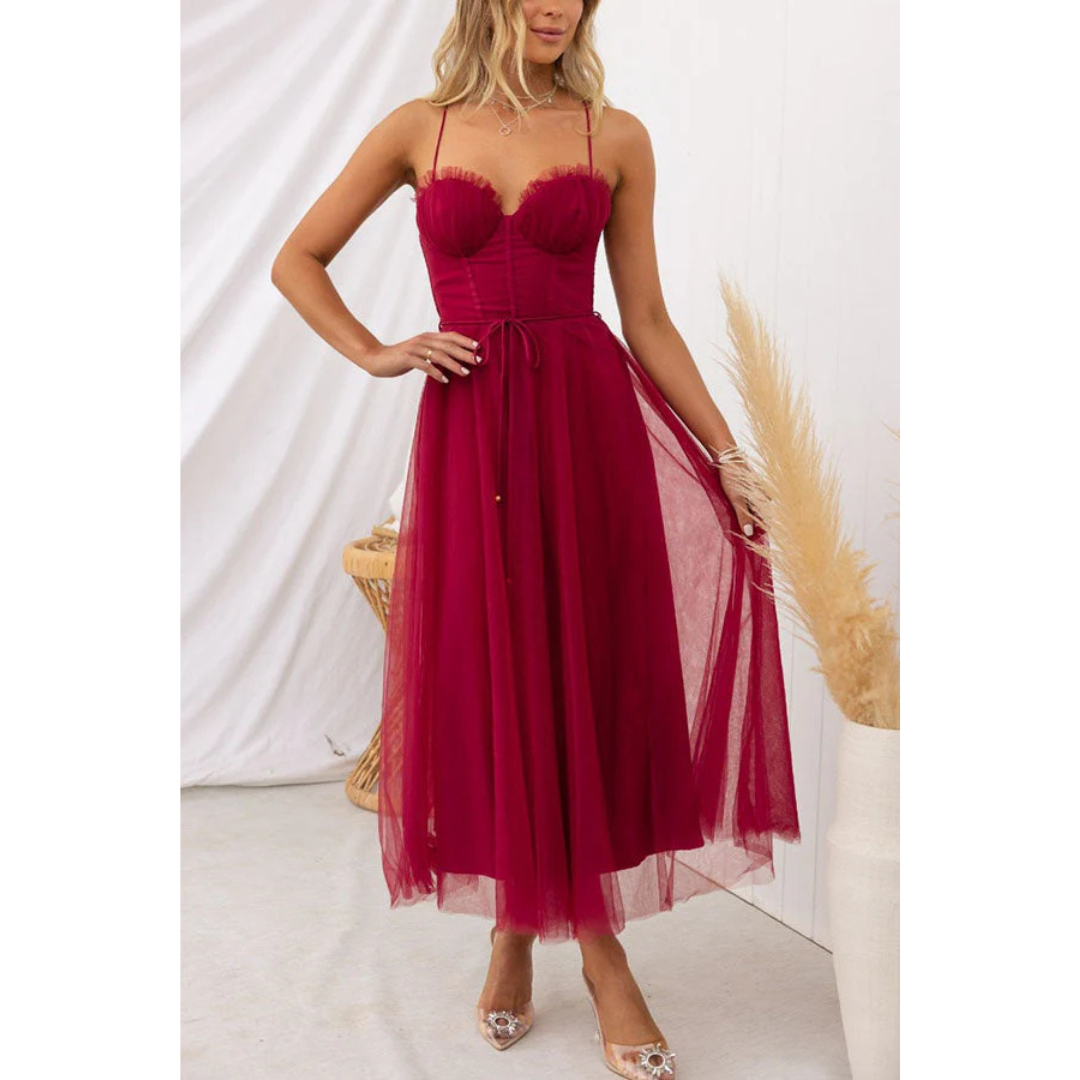 Vestido Maxi Mujer Tirantes Finos Ajuste Estilizado