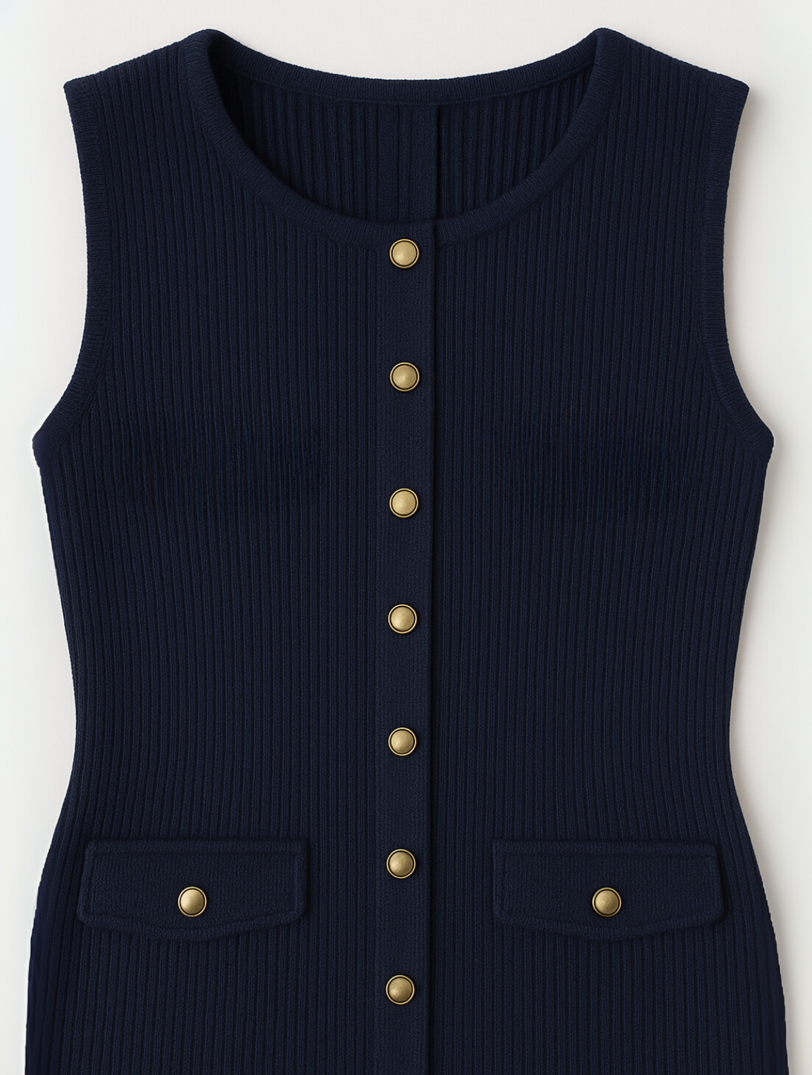 Vestido midi mujer sin mangas diseño recto minimalista