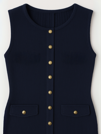 Vestido midi mujer sin mangas diseño recto minimalista