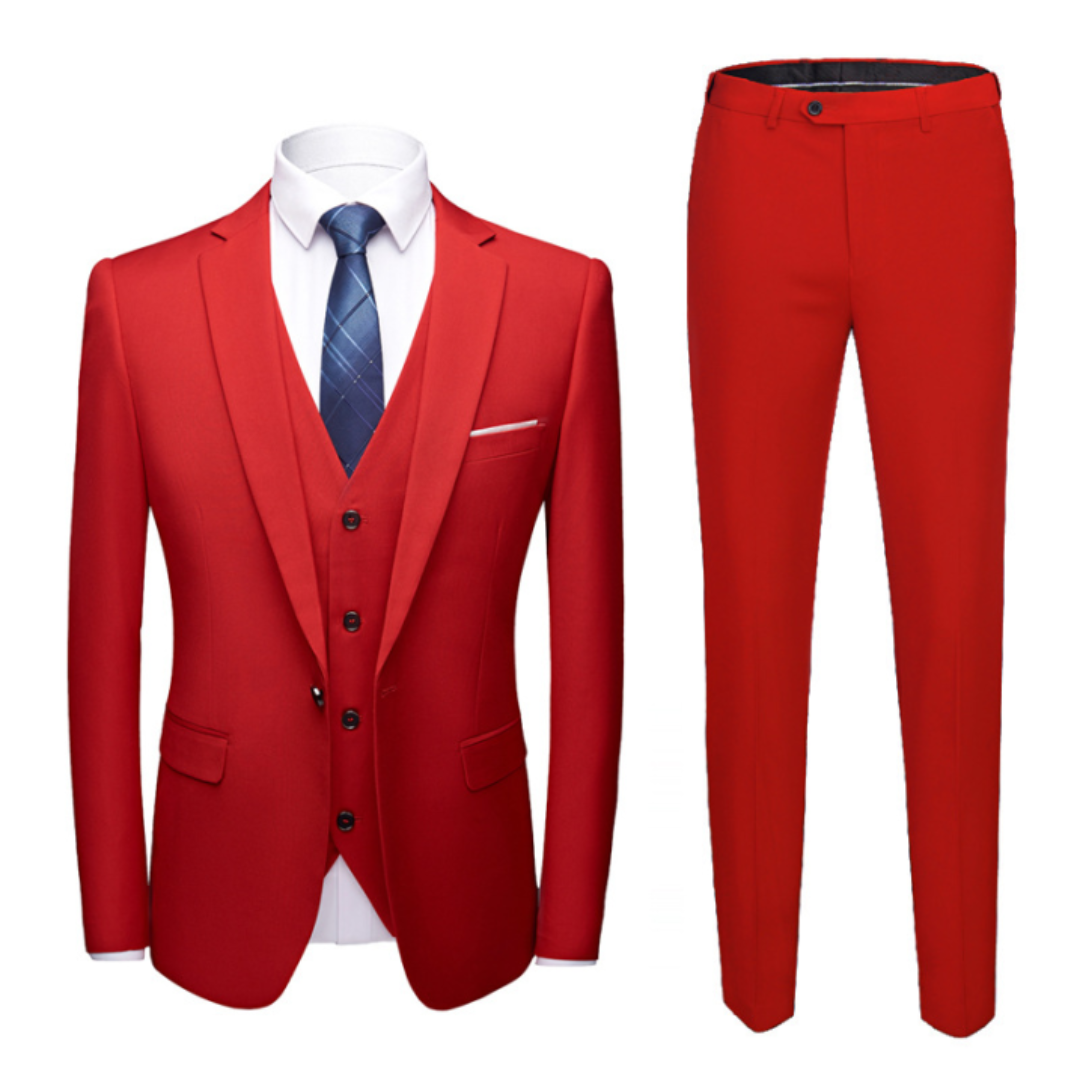 Traje Hombre Clásico Tres Piezas Ajuste Tradicional