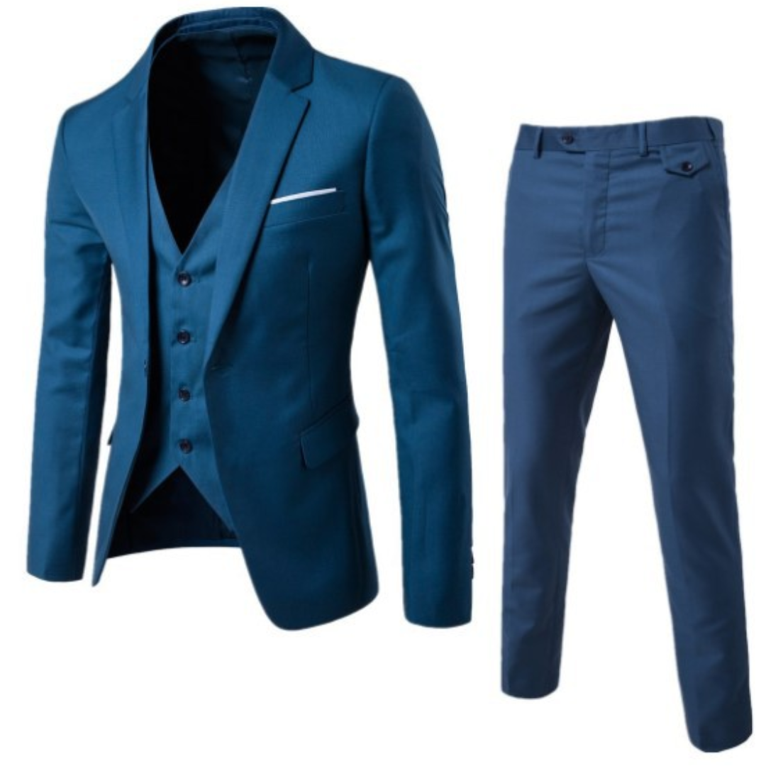 Traje Hombre Clásico Tres Piezas Ajuste Tradicional