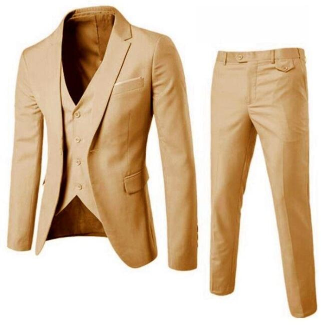 Traje Hombre Clásico Tres Piezas Ajuste Tradicional