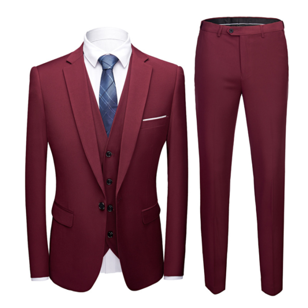Traje Hombre Clásico Tres Piezas Ajuste Tradicional