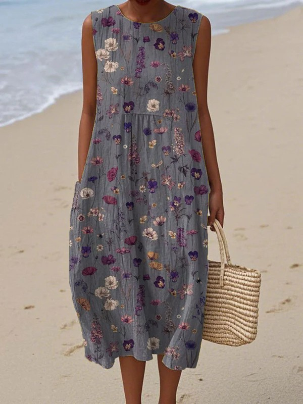 Vestido midi mujer sin mangas ligero fresco y cómodo - Mavetta