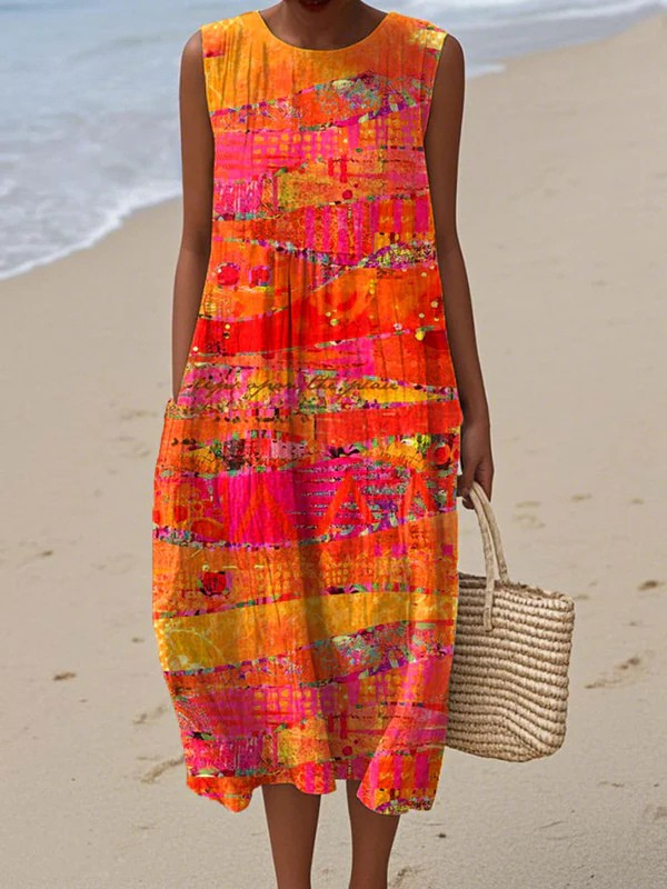 Vestido midi mujer Tela ligera Estilo fresco verano - Mavetta