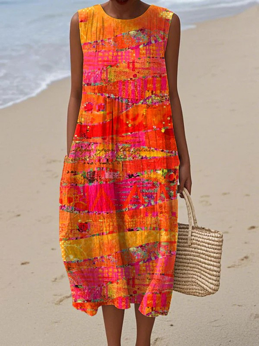 Vestido midi mujer Tela ligera Estilo fresco verano - Mavetta