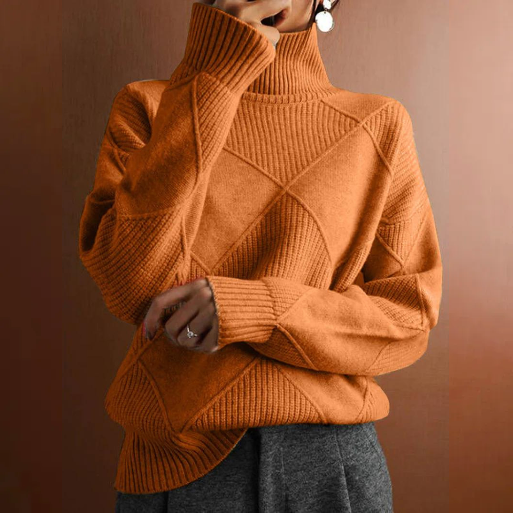 Jersey Mujer de Punto Estructurado Cuello Alto
