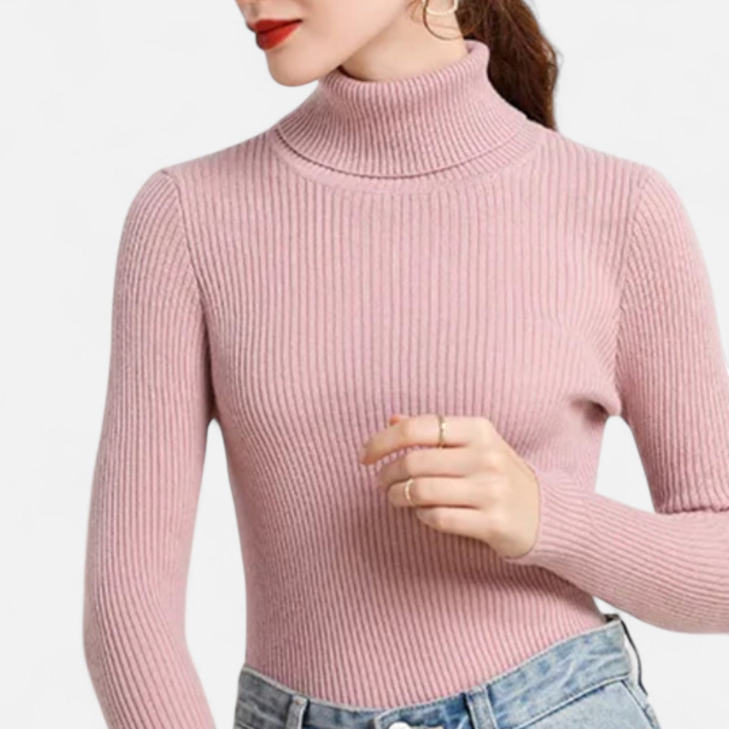 Jersey Mujer de Cachemira Cuello Alto Elegante