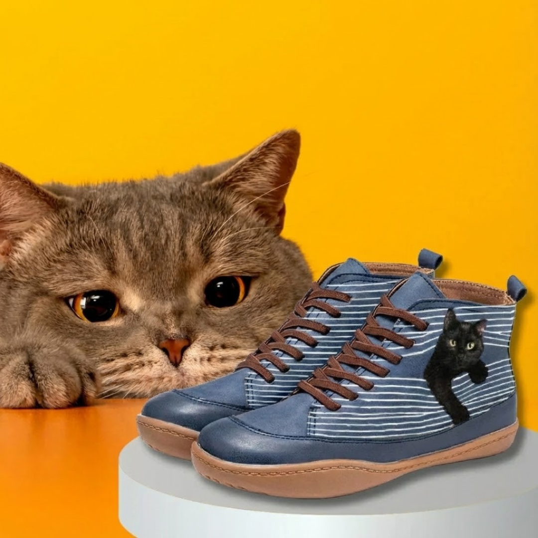 Botines Mujer Diseño Gato Casual Comodos Otono Invierno
