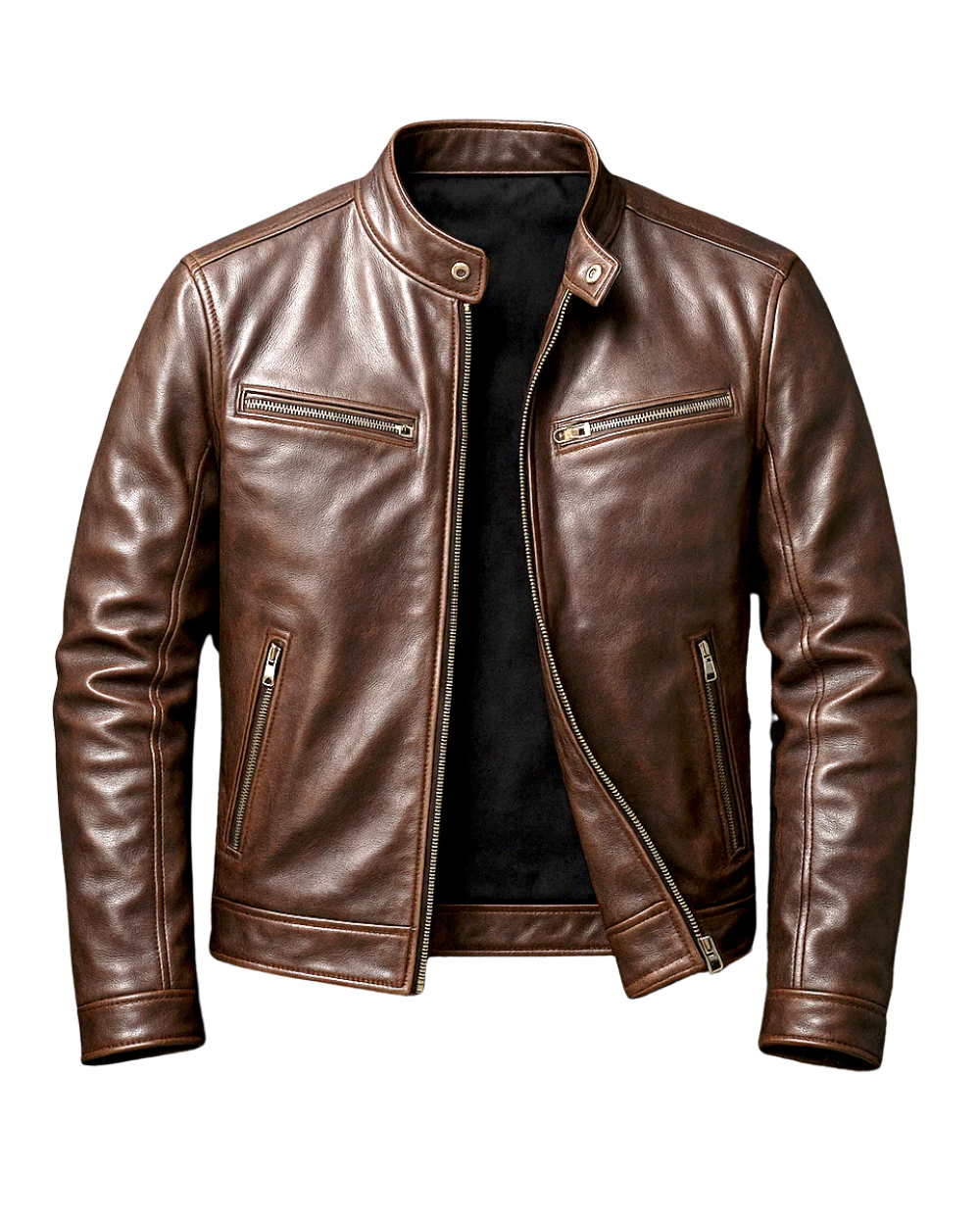 Chaqueta Hombre de Cuero Retro Ajuste Clasico