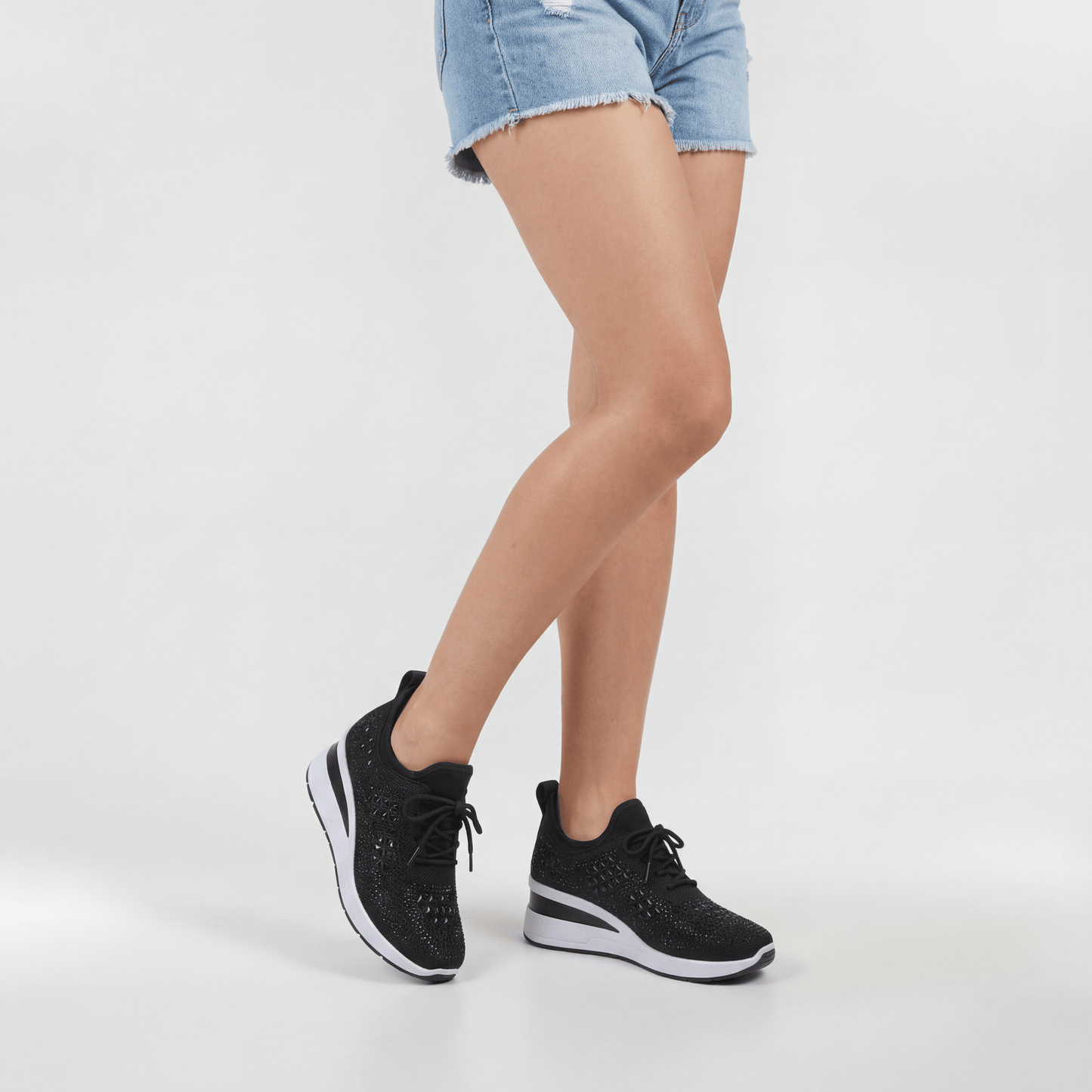 Zapatillas Mujer Deportivas Plataforma Cuña Brillantina