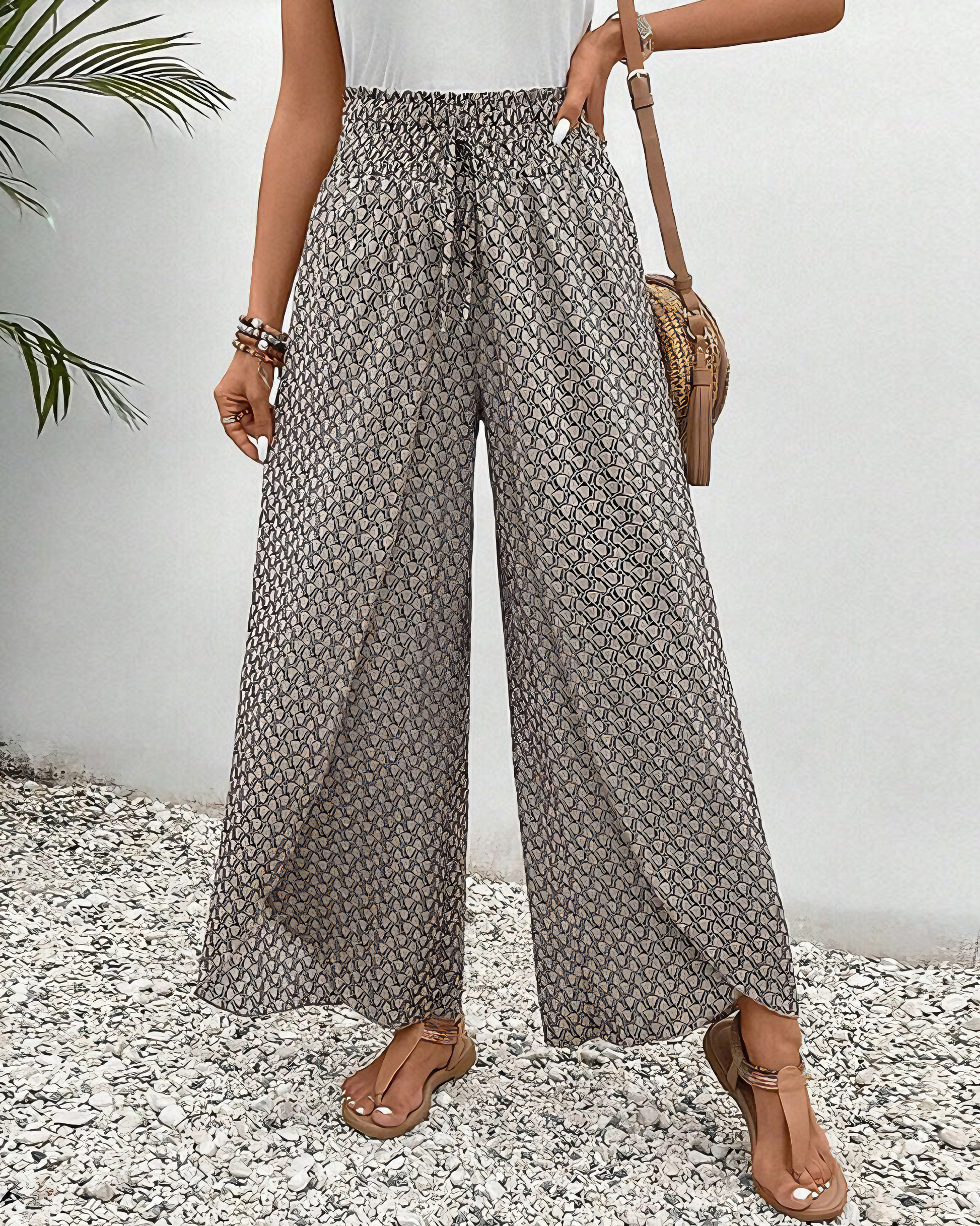 Pantalón Mujer Pierna Ancha Fluido Cintura Elástica - Mavetta