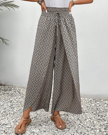 Pantalón Mujer Pierna Ancha Fluido Cintura Elástica