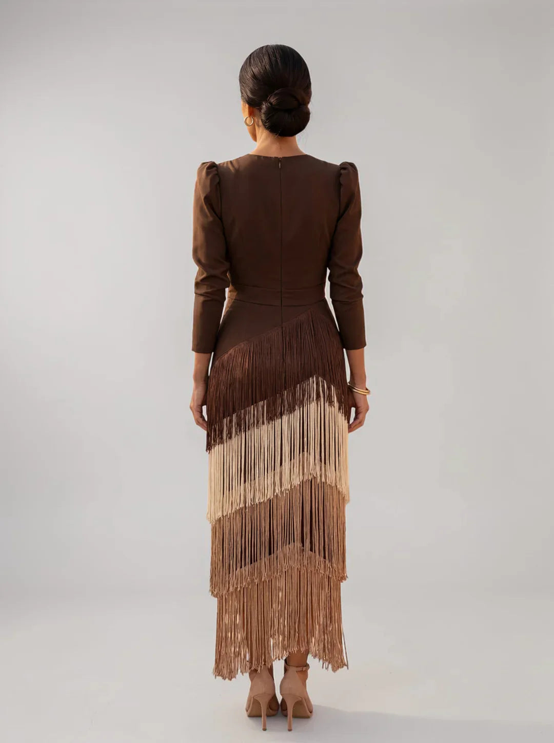 Vestido Mujer con Flecos Estilo Elegante