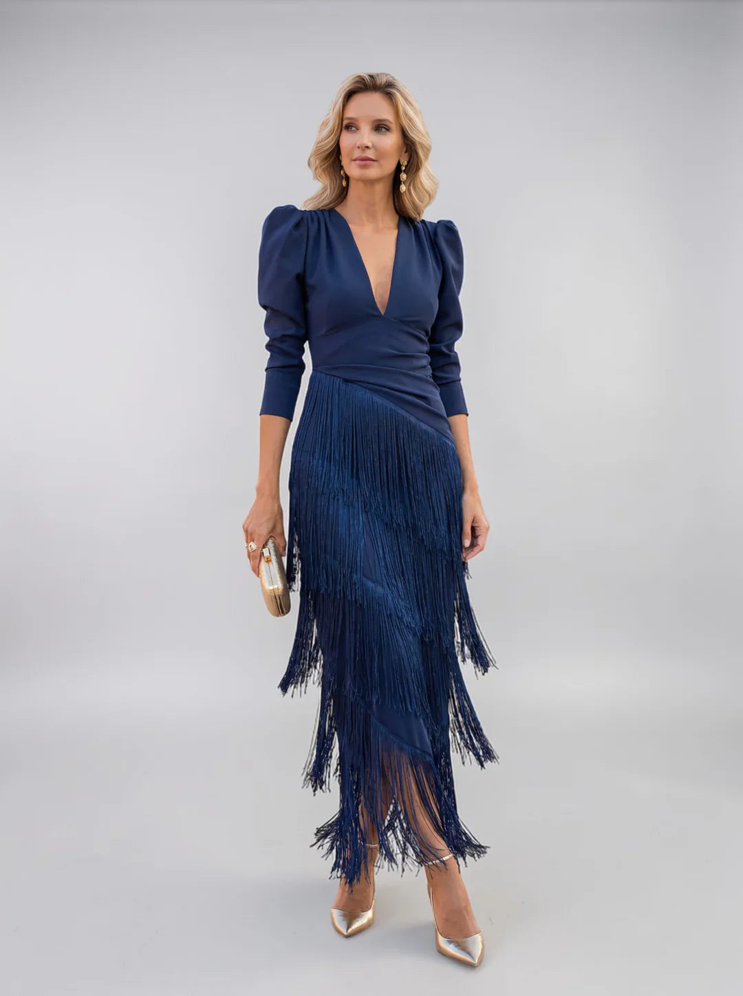 Vestido Mujer con Flecos Estilo Elegante