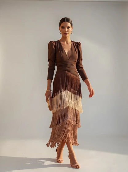 Vestido Mujer con Flecos Estilo Elegante - Mavetta
