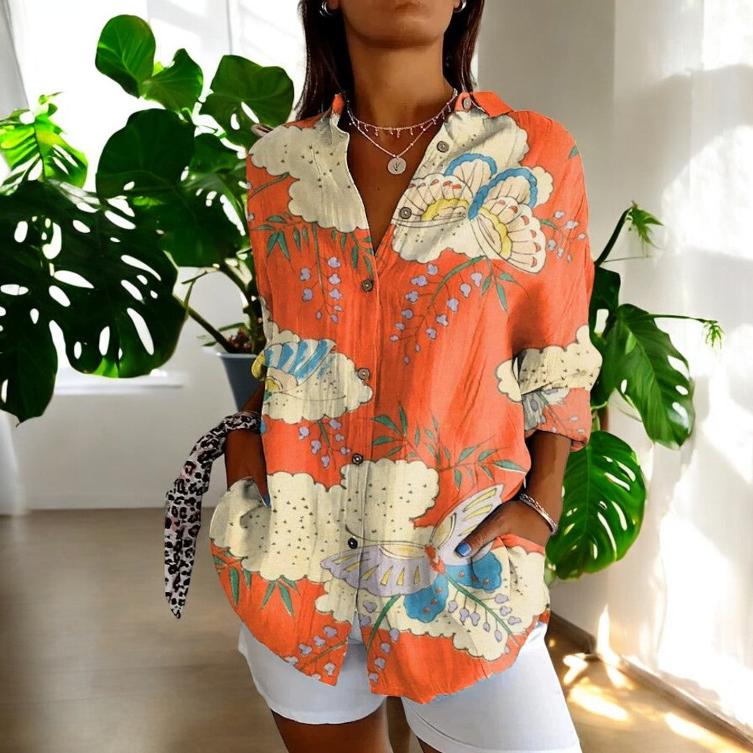 Blusa Mujer Fluida Botones Estilo Relajado