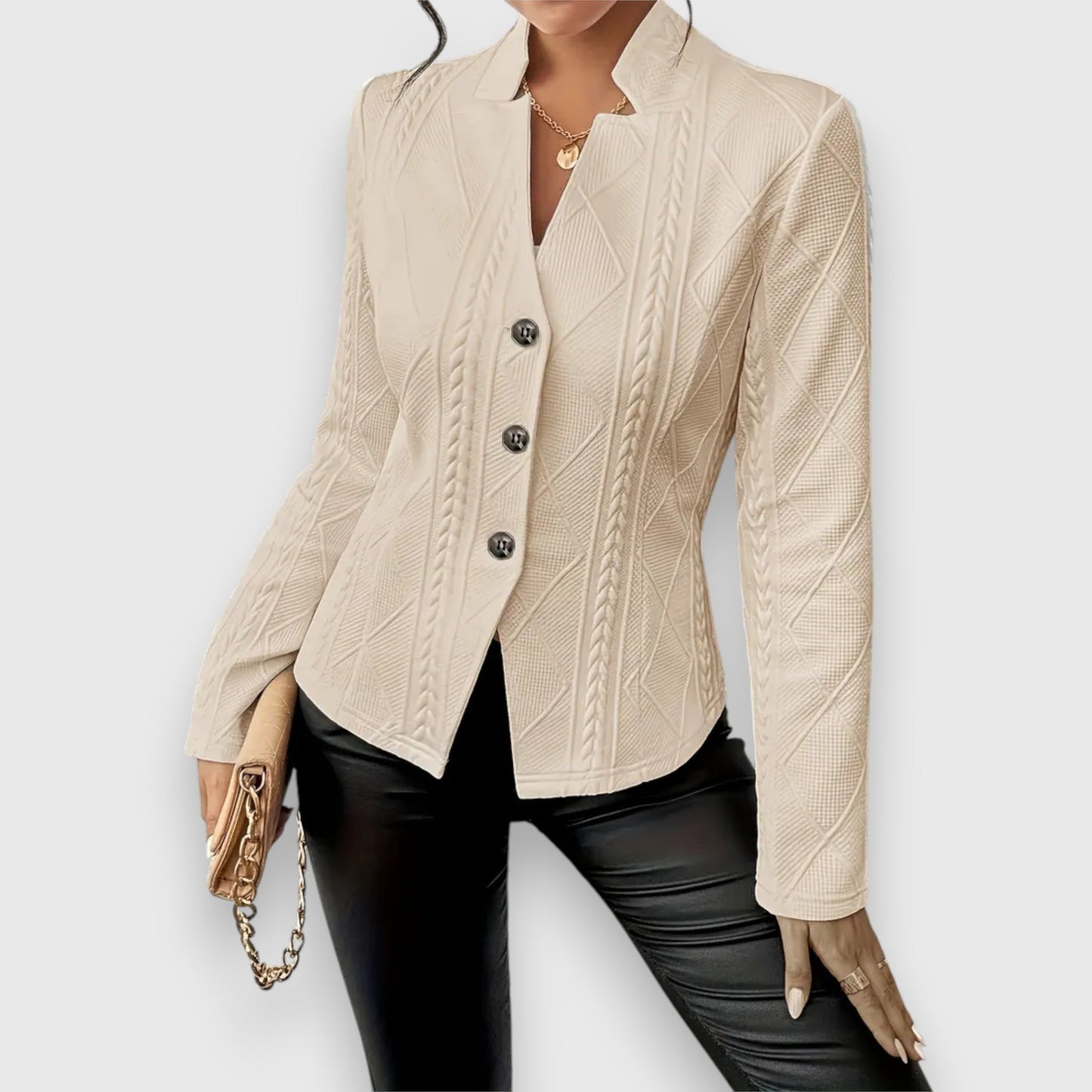 Blazer Mujer con Textura Estructurada Corte Entallado