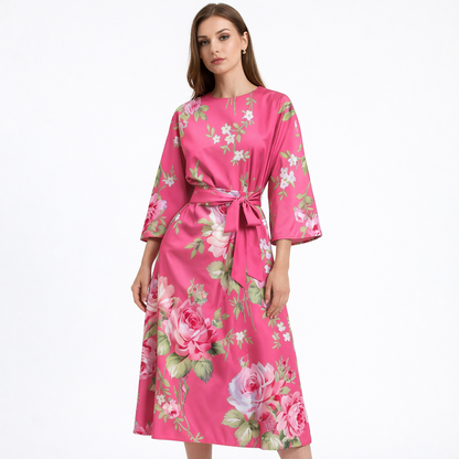 Vestido Midi Mujer Poliéster Degradado con Lazo