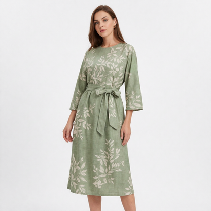 Vestido Midi Mujer Poliéster Degradado con Lazo