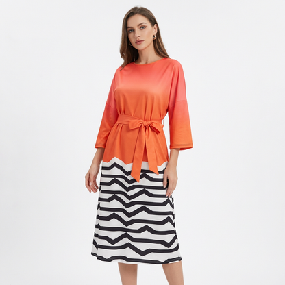 Vestido Midi Mujer Poliéster Degradado con Lazo - Mavetta