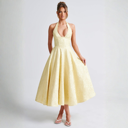 Vestido Largo Mujer Halter Falda Voluminosa