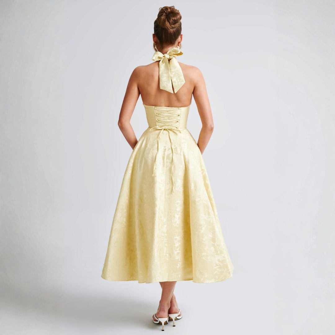 Vestido Largo Mujer Halter Falda Voluminosa