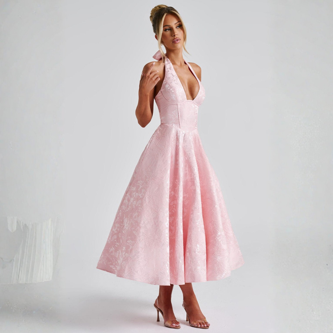 Vestido Largo Mujer Halter Falda Voluminosa