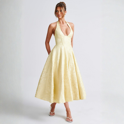 Vestido Largo Mujer Halter Falda Voluminosa