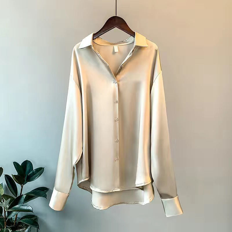 Blusa Mujer Manga Larga Botones Cuello en Punta Clasica