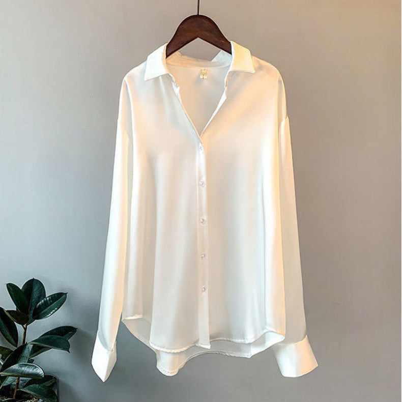 Blusa Mujer Manga Larga Botones Cuello en Punta Clasica - Mavetta