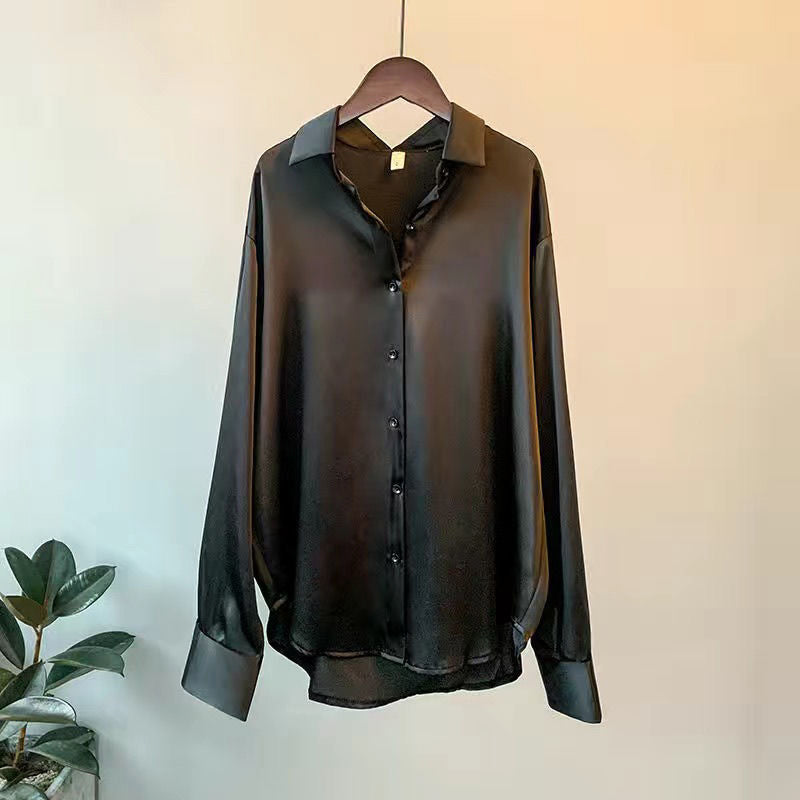 Blusa Mujer Manga Larga Botones Cuello en Punta Clasica