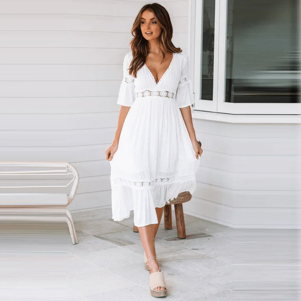 Vestido Veraniego Mujer de Encaje Ajuste Cómodo
