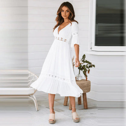 Vestido Veraniego Mujer de Encaje Ajuste Cómodo