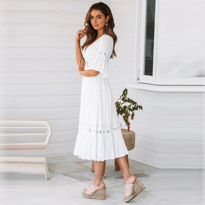 Vestido Veraniego Mujer de Encaje Ajuste Cómodo