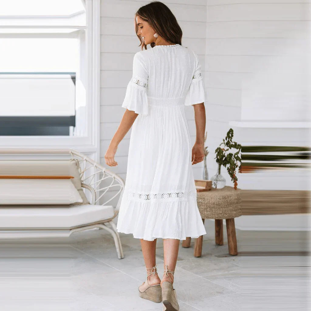 Vestido Veraniego Mujer de Encaje Ajuste Cómodo