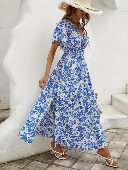 Vestido Largo Mujer Estilo Bohemio Cuello en V Verano