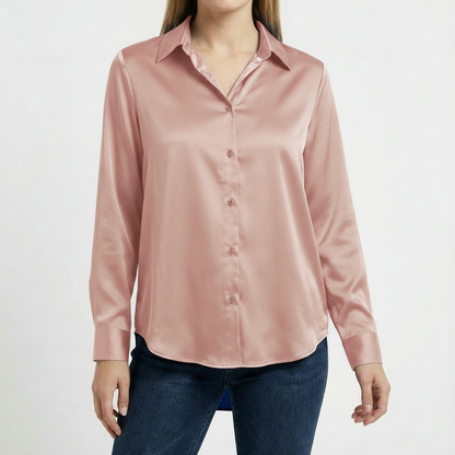 Blusa Mujer Cuello Clasico Bajo Anudado Ajuste Casual